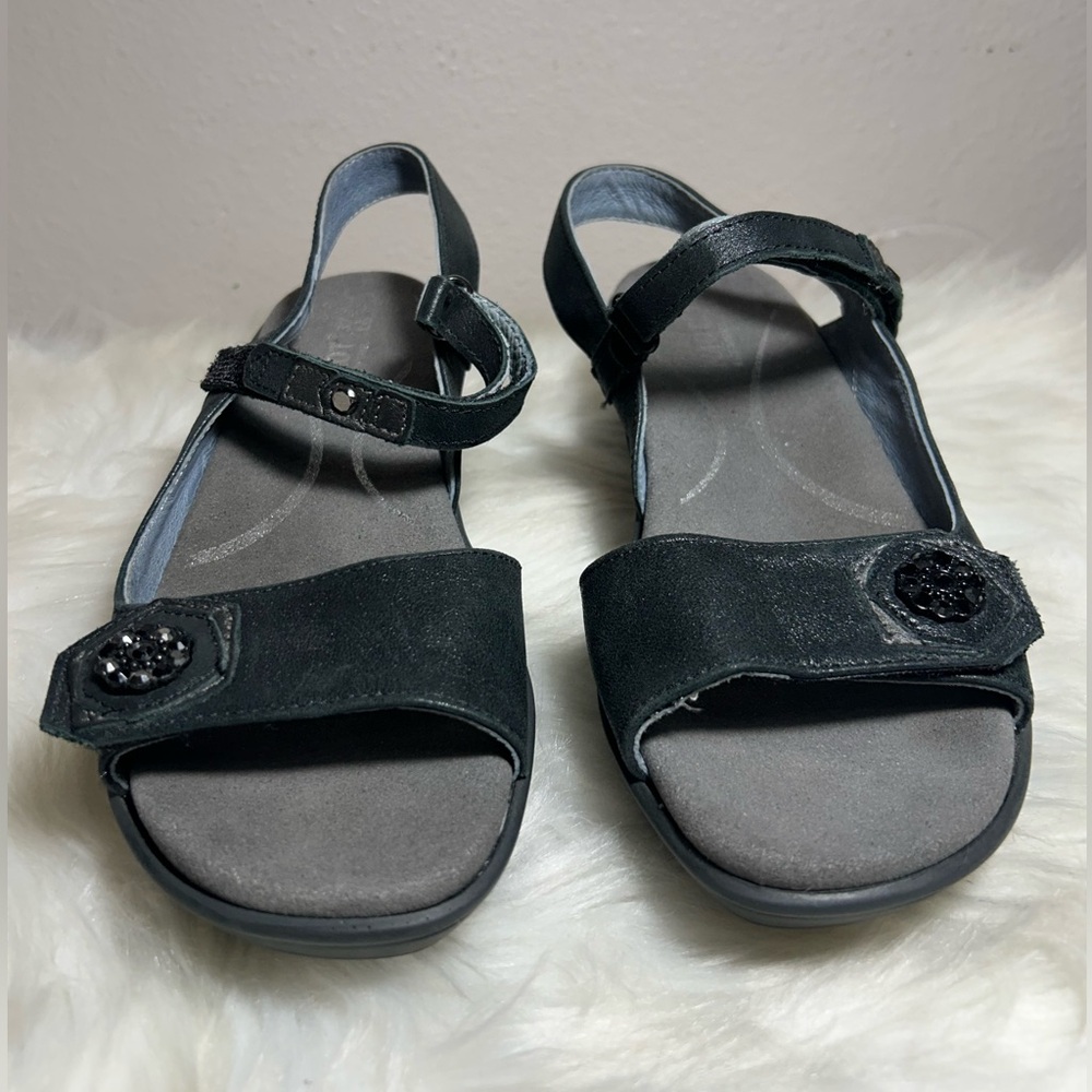 Naot Reserve Black Leather Dressy Comfort Wedge Sandals Size 6 - Picture 3 of 8